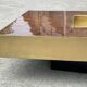 Willy Rizzo coffee table in walnut burl and brass 1970
