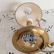 Gilded bronze hot water bottle lamp, Empire style, beige metal lampshade