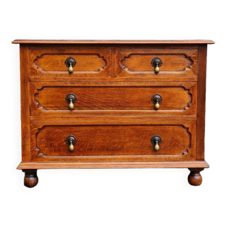 Commode vintage en chêne Tallboy Cabinet Mid Century Retro Furniture Chambre Utilitaire Antique Fou