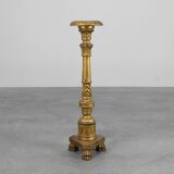 Pair of Gilt Wooden Pedestals with Plaster Decoration, France 19th Century