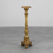 Pair of Gilt Wooden Pedestals with Plaster Decoration, France 19th Century