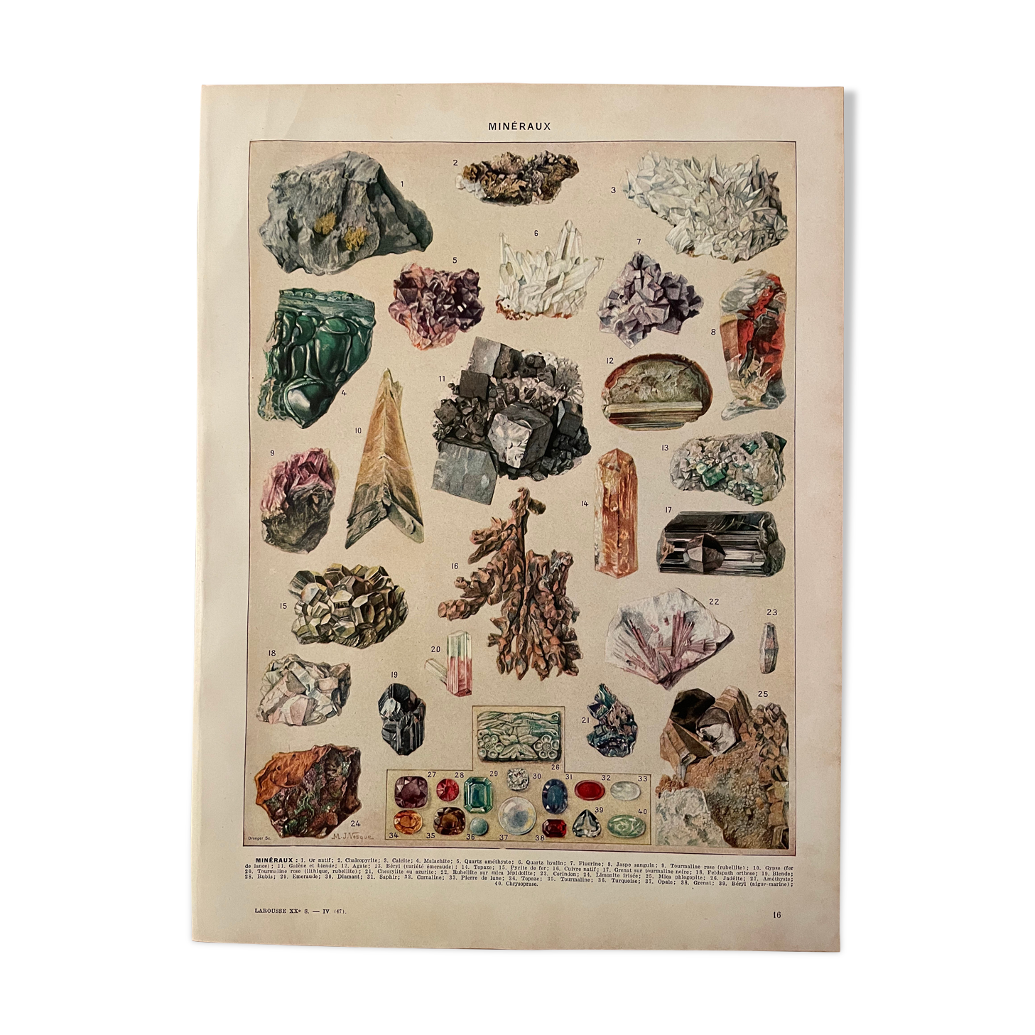 Lithography engraving on minerals and mines from 1928