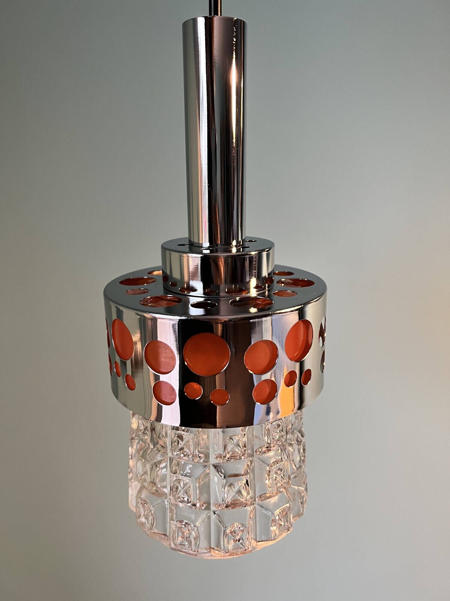 Art deco lamp / glass shade from the 1960s / ceiling pendant lamp for home decor