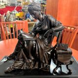 Old Napoleon III clock with bronze statuette