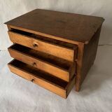 Small old wooden haberdashery chest of drawers, 3 drawers