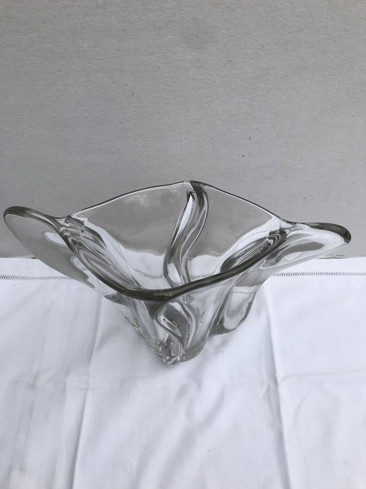Vase ancien forme coupe verre moule transparent design vintage