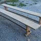 Large pairs of raw oak wooden benches