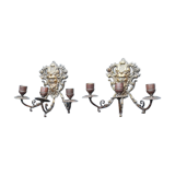 Pair of bronze candle holders
