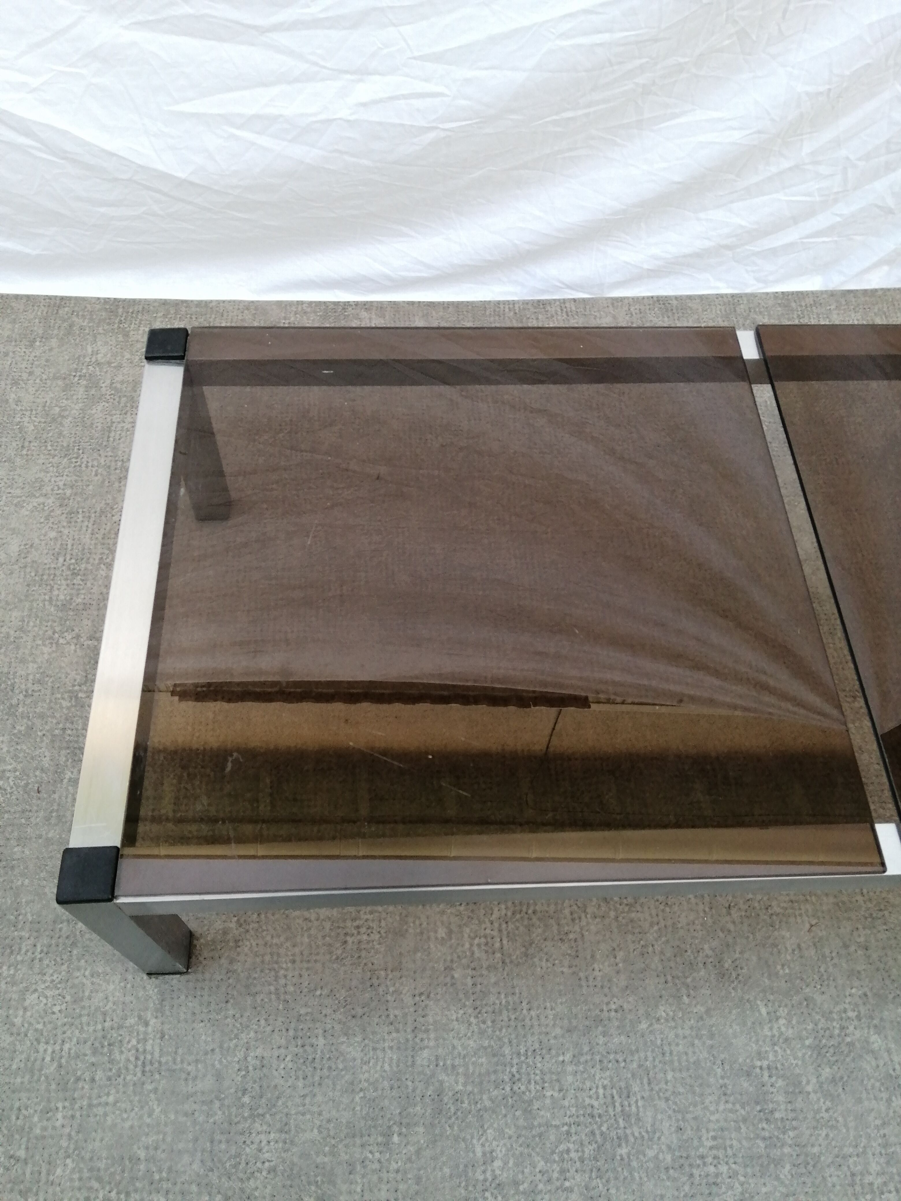 Coffee table smoked glass and aluminum, 1970
