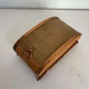 Vintage cigarette dispenser 1960 curtain box wood copper - 21 x 12 cm