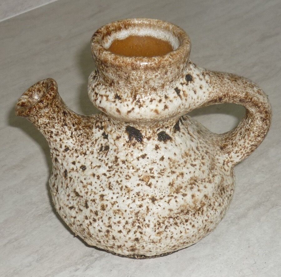 Ceramic pitcher fat lava greige and brown