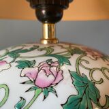 Lamp china mid XXe floral decoration on wood support