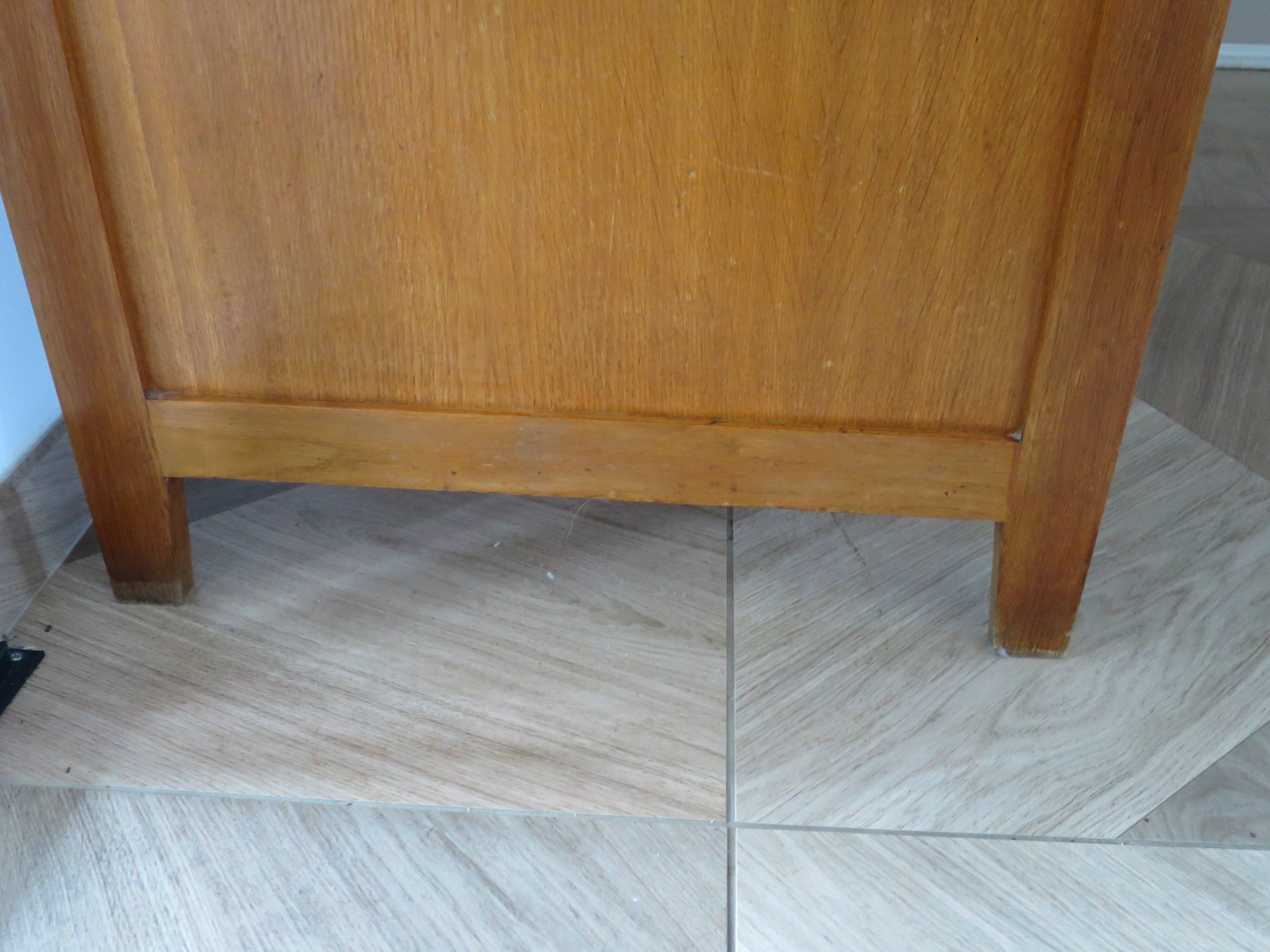 Vintage modernist desk - 5 drawers - shelf - 1950s - closure mechanism