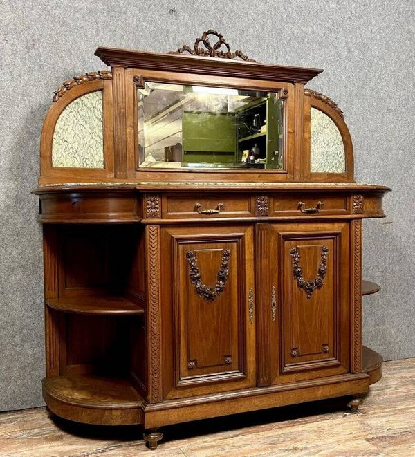 Buffet en enfilade style Louis XVI de forme demi lune en noyer vers 1850