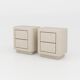 Handmade Textured Plaster Nightstands with Walnut Interior, set of 2
