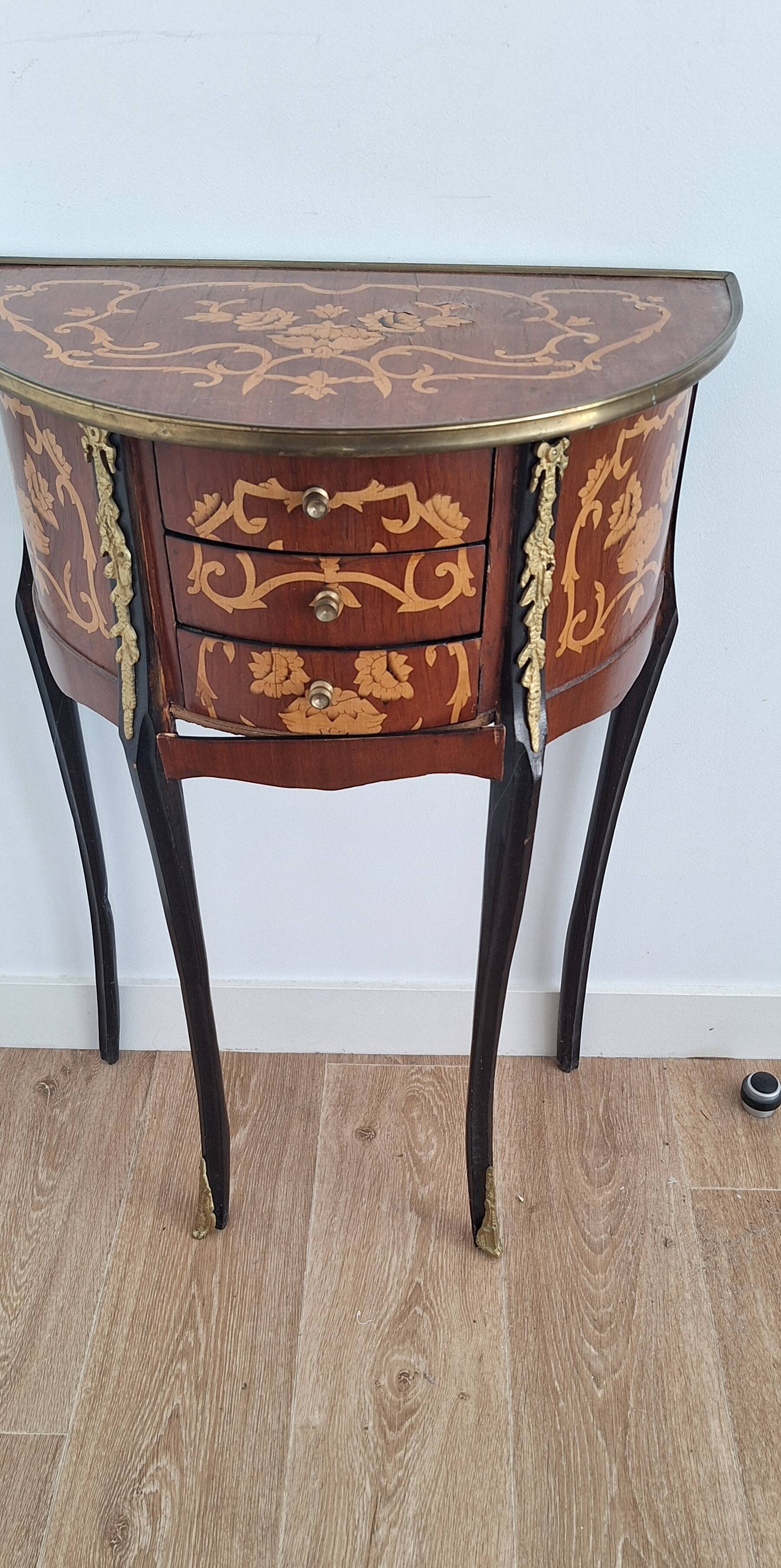 Louis XV style demi-lune consoles