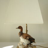 Ceramic duck table lamp and vintage adjustable brass