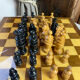 Chess set with wooden board and pieces