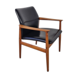 Teak and Skai office chair from Grete Jalk for Glostrup, 60s