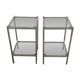 Pair of vintage side tables, chrome and smoked glass 1970