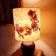 Lampe vintage, abat-jour herbier pied en grès marron