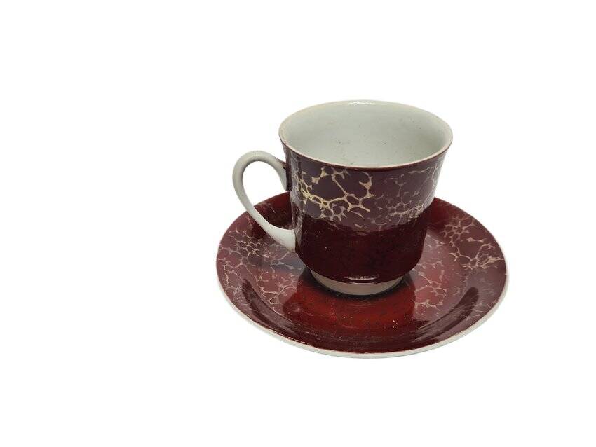 Vintage Polish cup and saucer from Wałbrzych Pottery, 1970s, set of 2