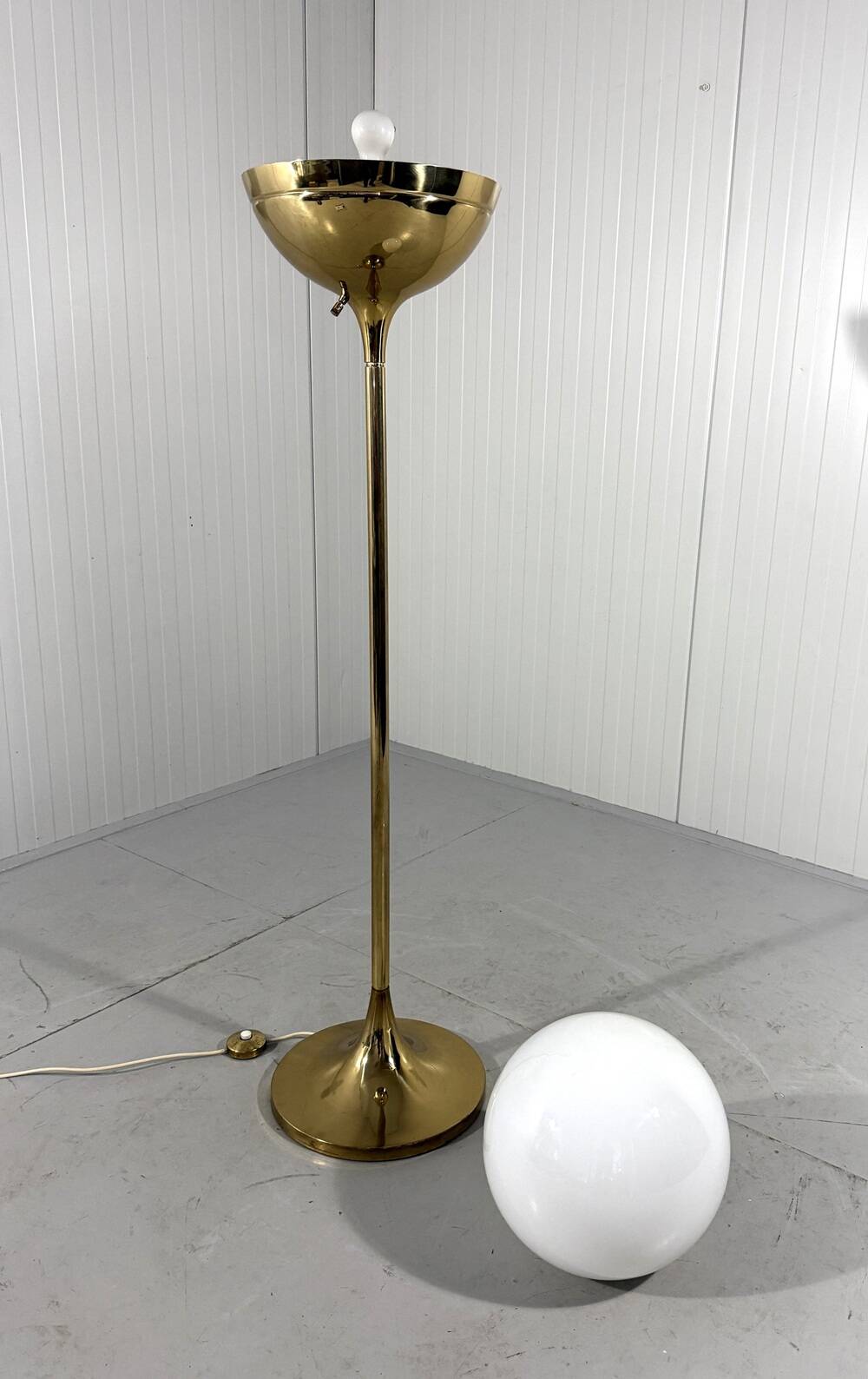 Vereinigte Werkstätten München brass & glass globe floor lamp 1960’s