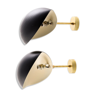 Pair black shell wall lamps