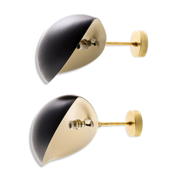 Pair of black seashell wall sconces