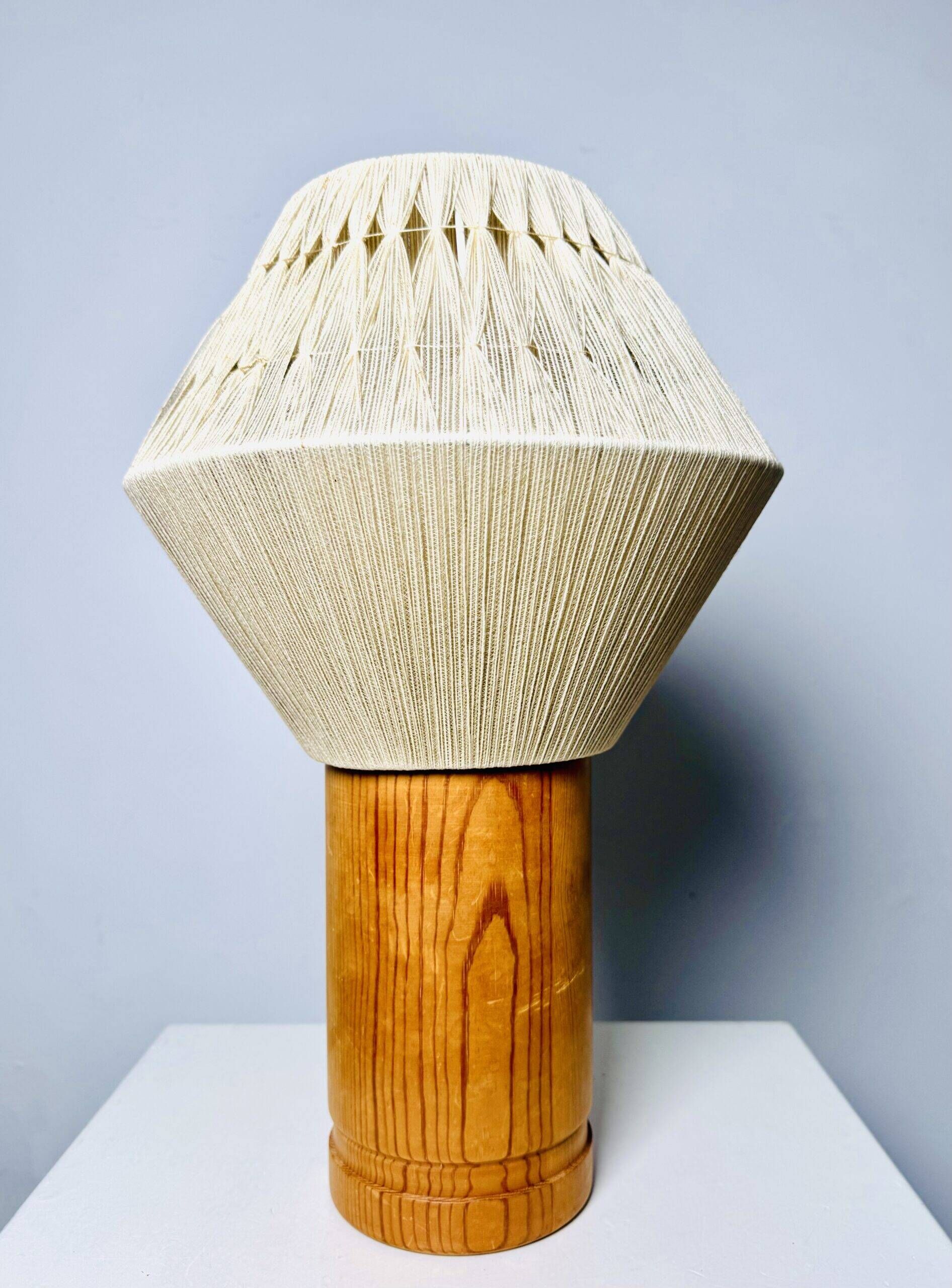 B-243 Wood & Sisal Table Lamp By Hans-Agne Jakobsson For Ab Ellysett, Sweden 1960S