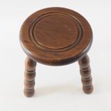 Tabouret tripode bois perlé