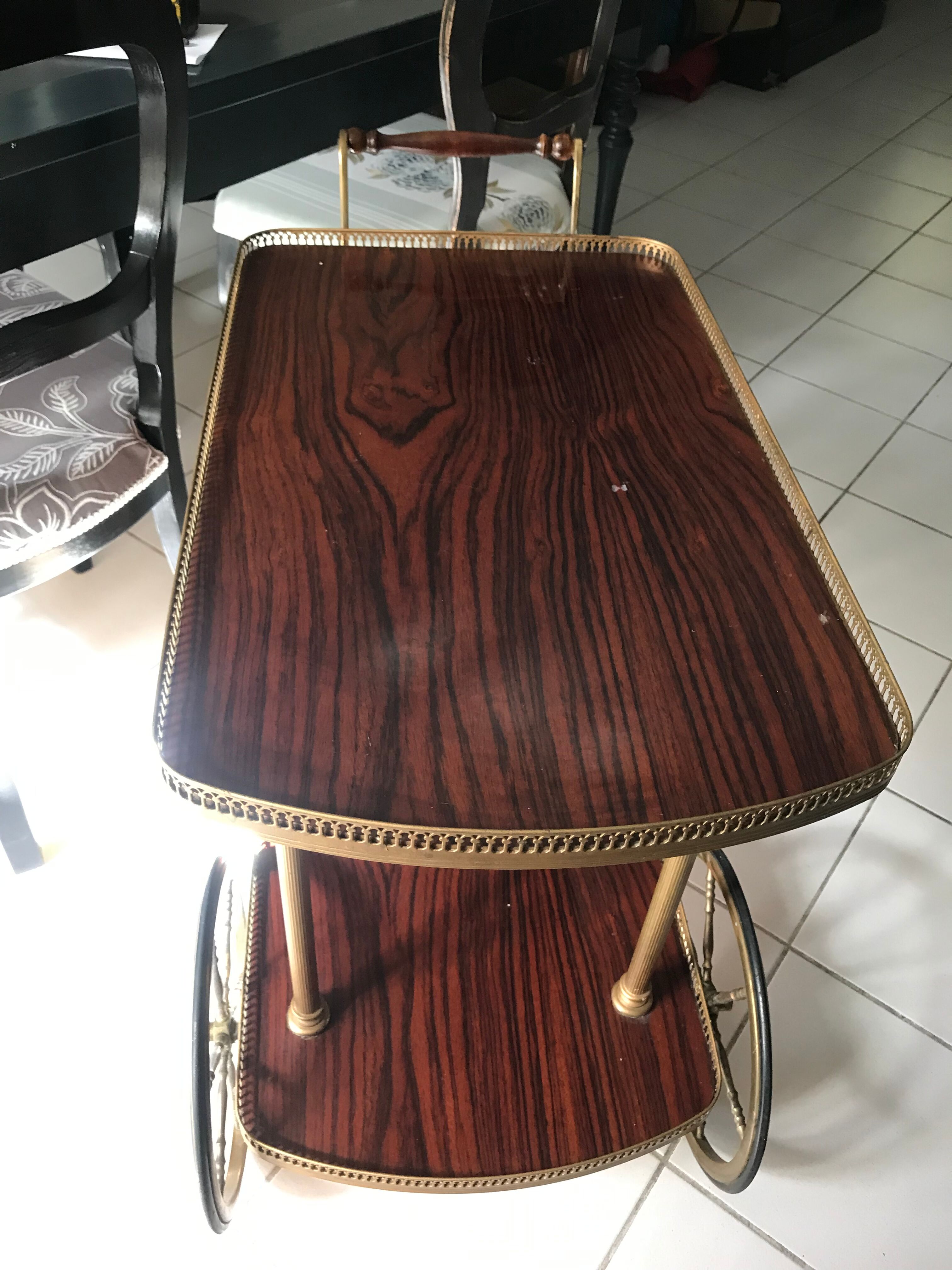 Rolling service wood and brass