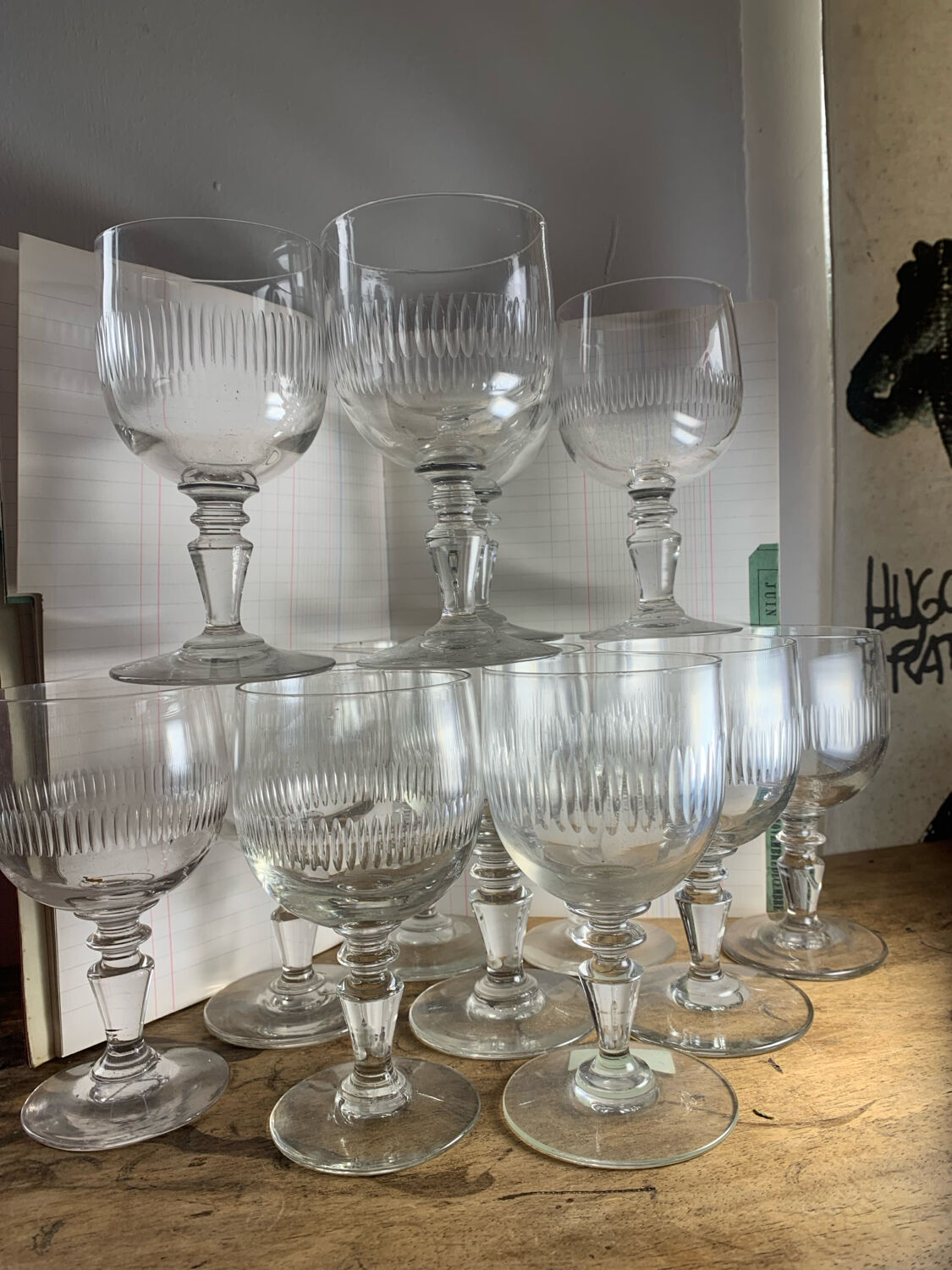 Set of 12 Baccarat Renaissance glasses from the 19th century.