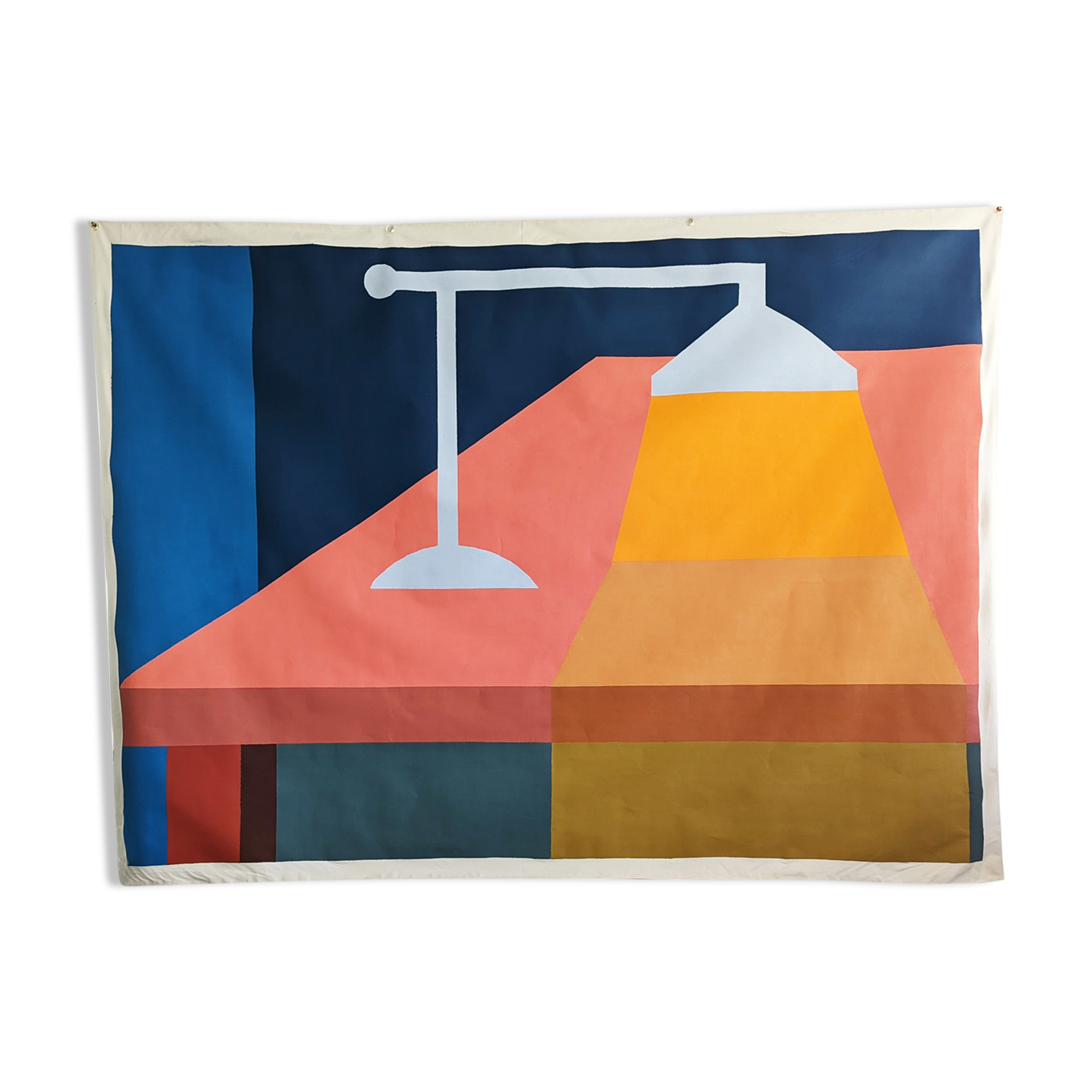 Lamp on table - painted tapestry