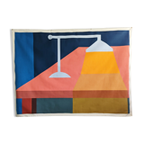 Lamp on table - painted tapestry