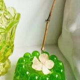 Lime tinted glass candle holder