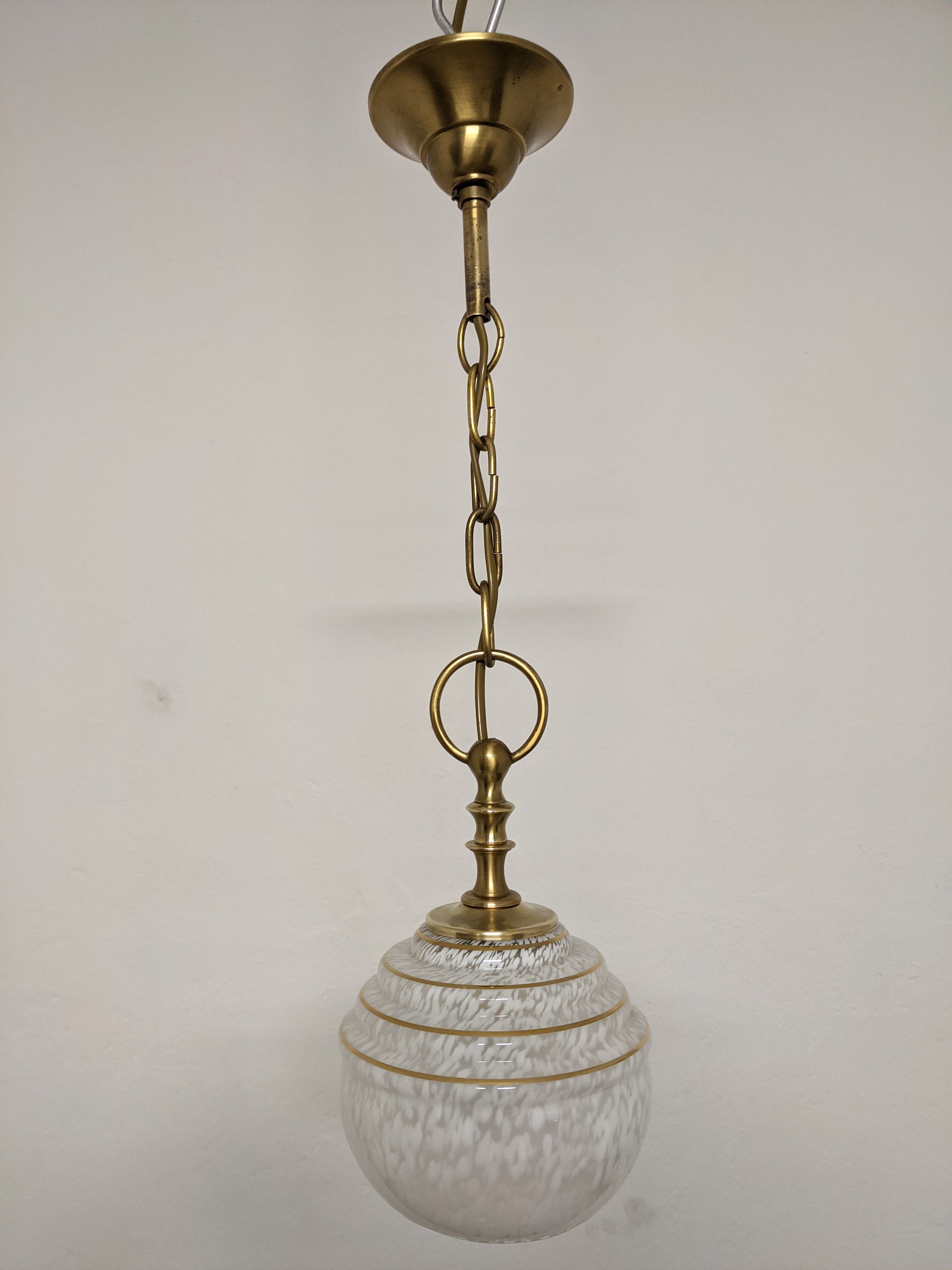 Vintage glass pendant lamp from Clichy