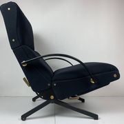 Midcentury dark navy blue Italian lounge chair by Osvaldo Borsani for Tecno, 1950s