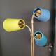 1950s three-light floor lamp with coloured shades