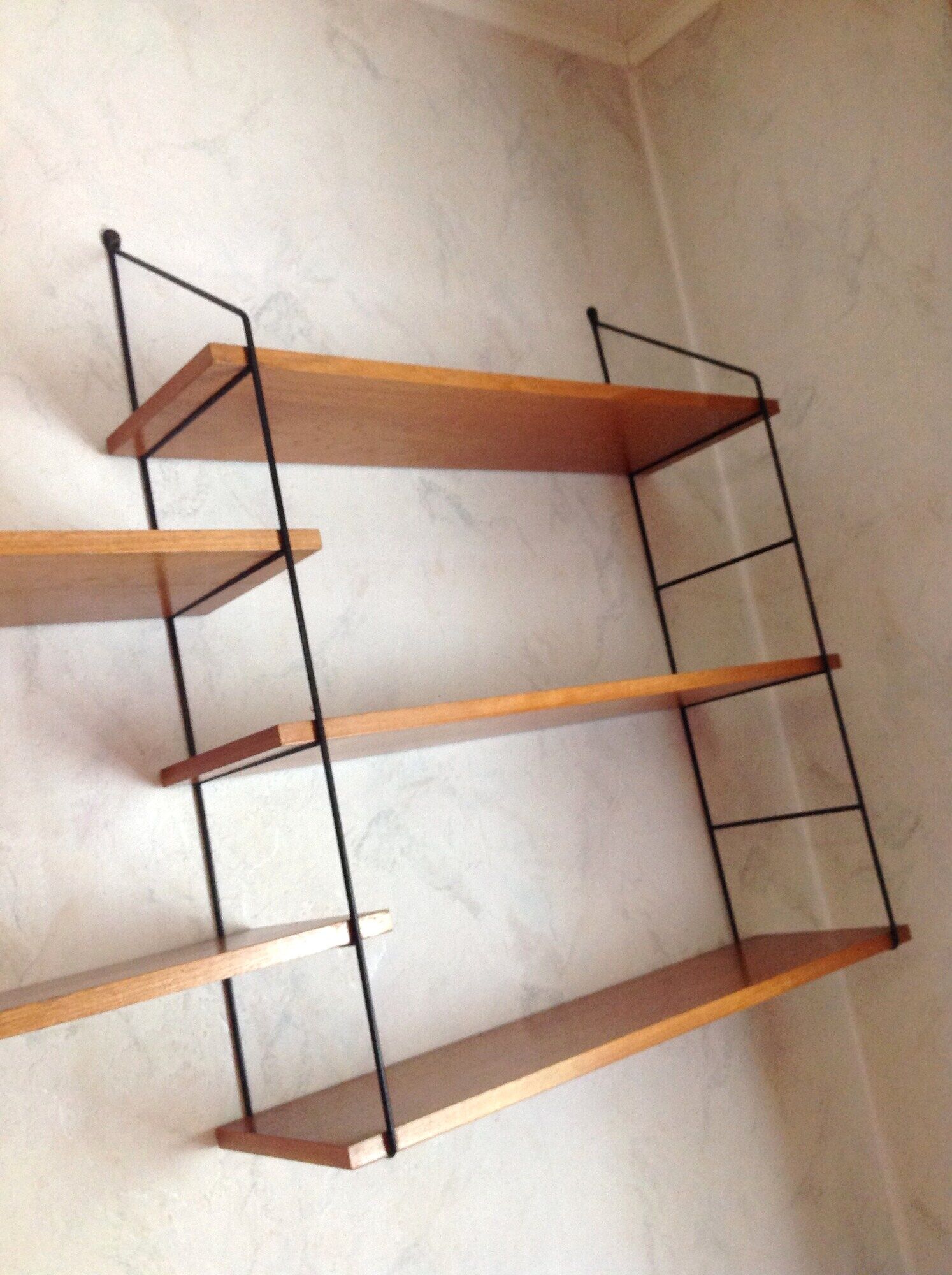 Black metal and wood shelf 60/70