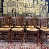 Suite of 8 rustic Provencal mulched chairs