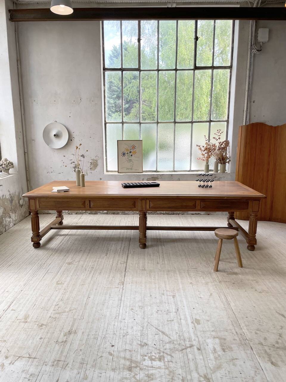 Solid walnut farmhouse castle table 1900 XXL