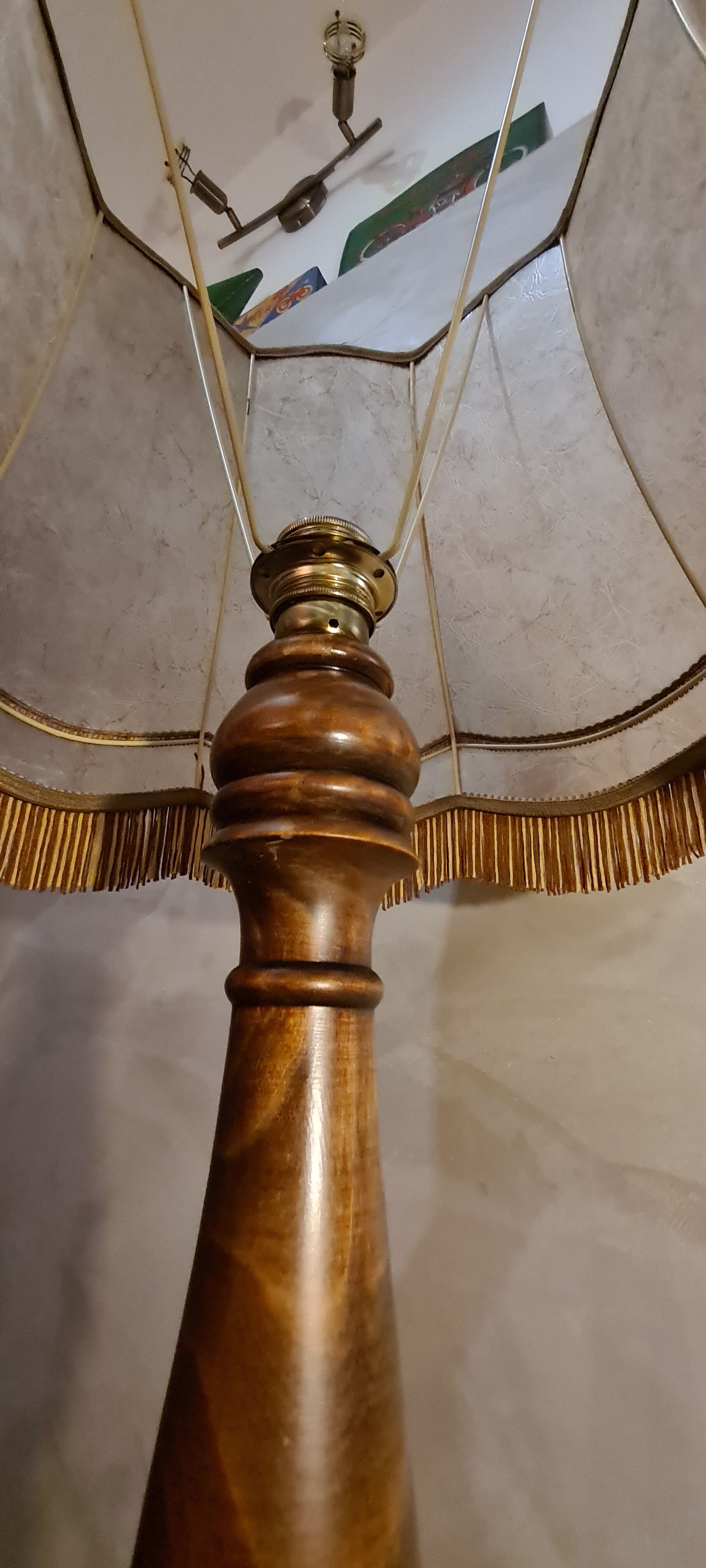 Turned wooden floor lamp 1940 to 50