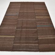 5x8 Dark Brown Ethnic Turkish Kilim Rug, 169x238Cm