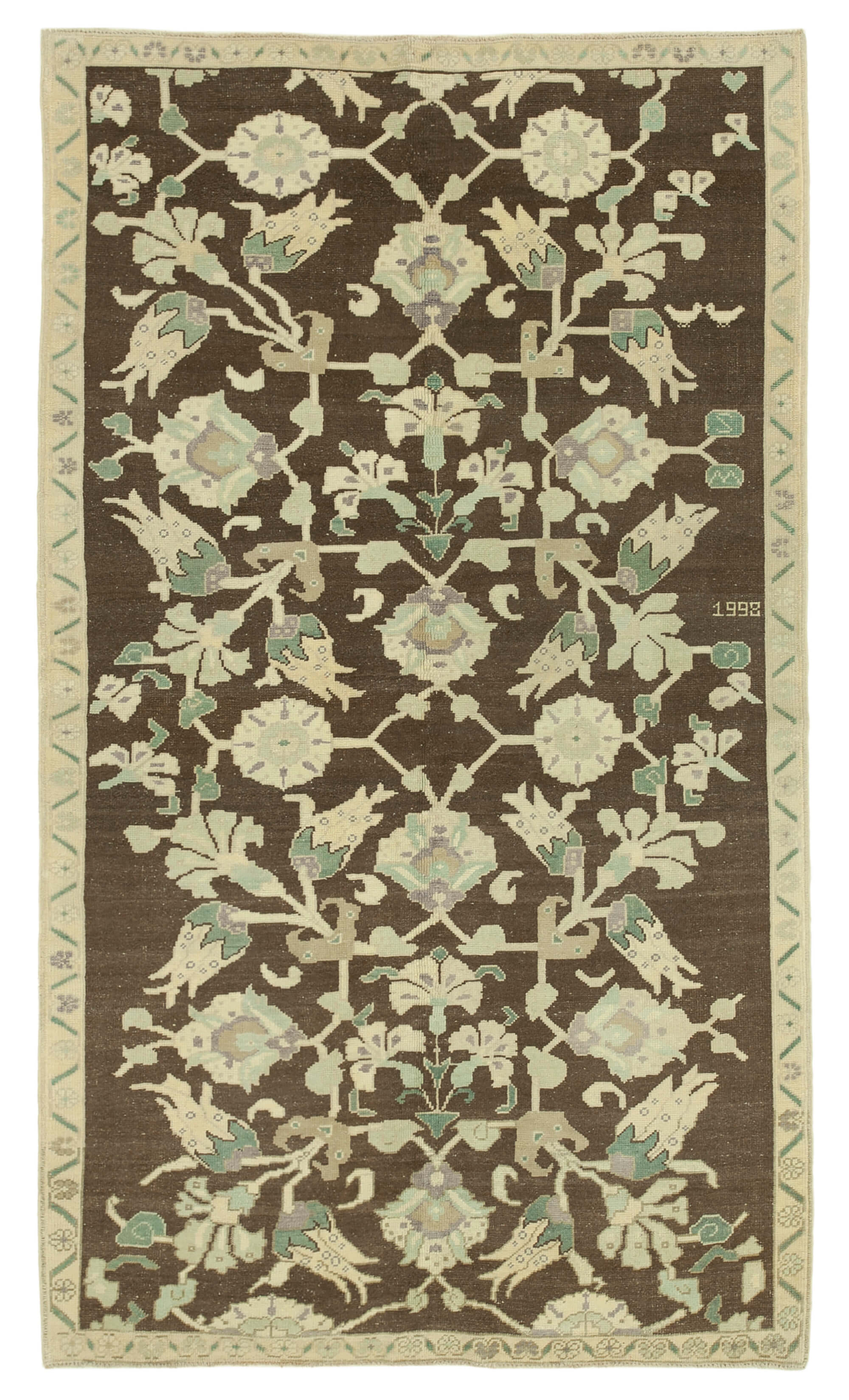 1950s hand-knotted antique turkish beige rug 151 cm x 263 cm