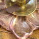 Table lamp, rose gold foliage