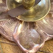 Lampe à poser, feuillage  en bronze rosé