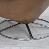 1970s, Scandinavian swivel chair, original condition, brown furniture leather.
