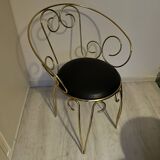 1960s brass and vinyl scroll chair