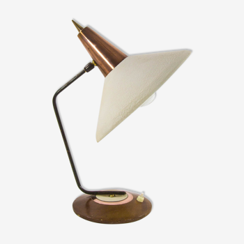Herda table lamp teak and copper